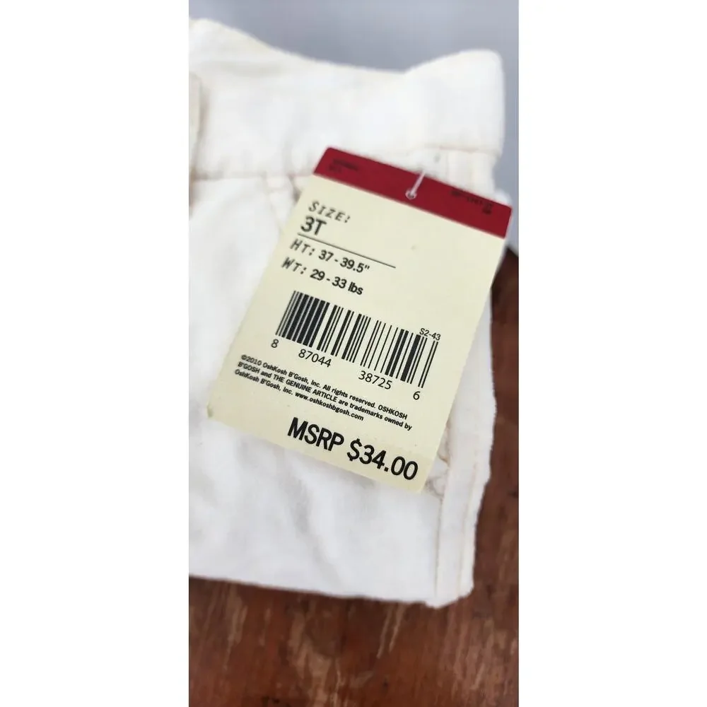 Lot Of 2 New OshKosh B'Gosh Girls Crushed Velvet Pants Size 3T Red, White/ Ivory